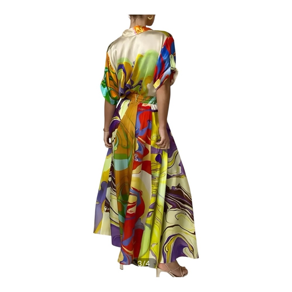 COMMENSE Satin Print Drawstring Skirt Set
Maxi- Multicolor, Size Small NWT - Picture 2 of 13